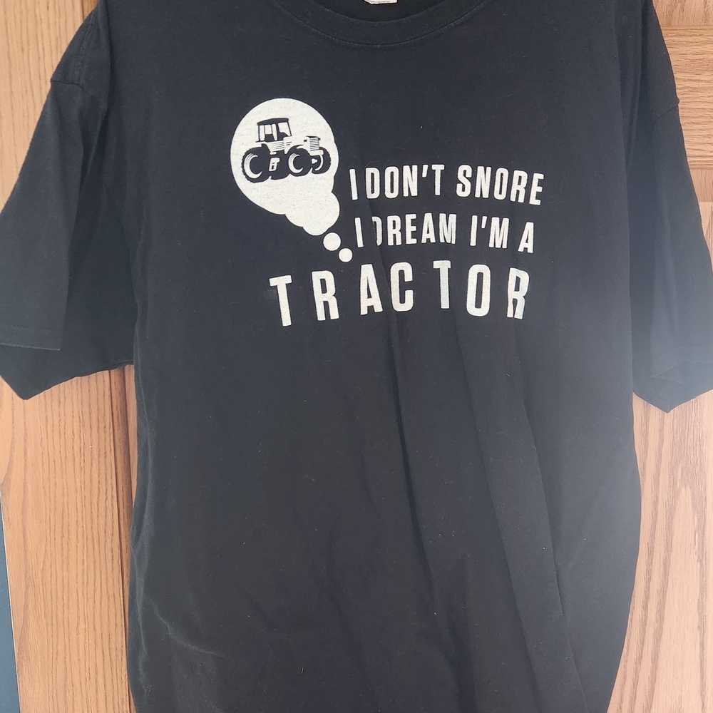 Black Graphic T-Shirt with Tractor Print